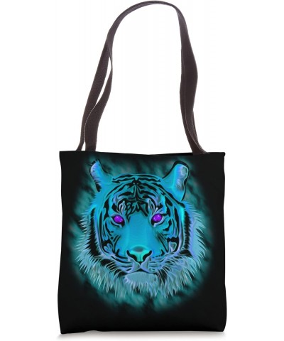 Blue tiger with purple gemstone eyes Tote Bag $16.24 Totes