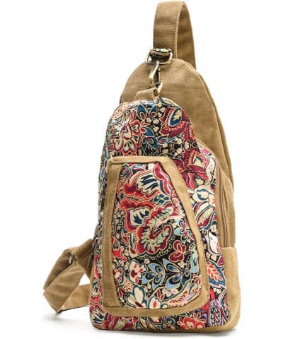 Canvas Chest Bag, Small Chest Pack, Crossbody Bag for Travel, Inclined Shoulder Bag Red $13.76 Backpacks