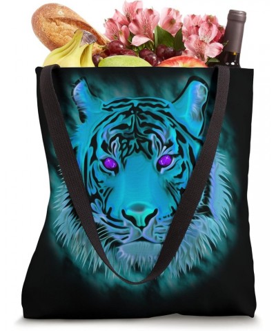 Blue tiger with purple gemstone eyes Tote Bag $16.24 Totes