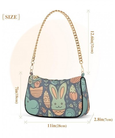 Crossbody Bags for Women Shoulder Purse Easter Eggs Bunnies Handbags Stylish Clutch Purse with Chain Strap $14.40 Shoulder Bags