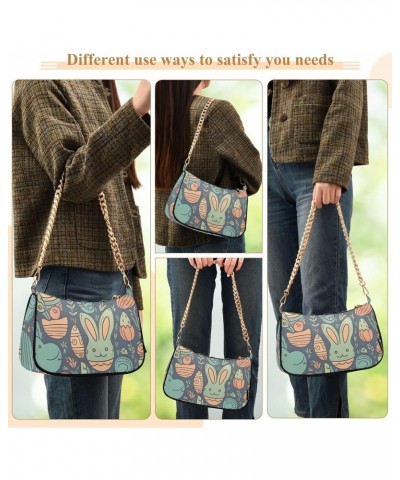 Crossbody Bags for Women Shoulder Purse Easter Eggs Bunnies Handbags Stylish Clutch Purse with Chain Strap $14.40 Shoulder Bags