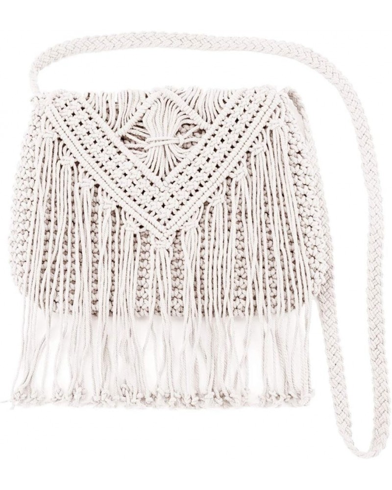 Van Caro Handwoven Cotton Straw Shoulder Bag Crochet Tassel Beach Bohemian Purse for Women 5736 Beige $11.42 Shoulder Bags