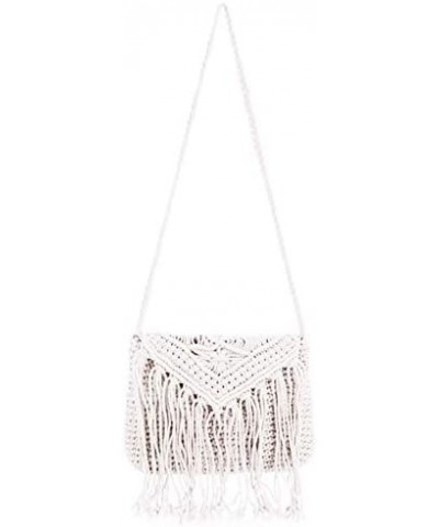 Van Caro Handwoven Cotton Straw Shoulder Bag Crochet Tassel Beach Bohemian Purse for Women 5736 Beige $11.42 Shoulder Bags