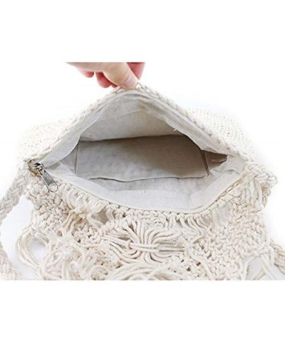 Van Caro Handwoven Cotton Straw Shoulder Bag Crochet Tassel Beach Bohemian Purse for Women 5736 Beige $11.42 Shoulder Bags