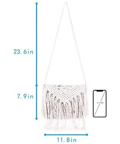 Van Caro Handwoven Cotton Straw Shoulder Bag Crochet Tassel Beach Bohemian Purse for Women 5736 Beige $11.42 Shoulder Bags