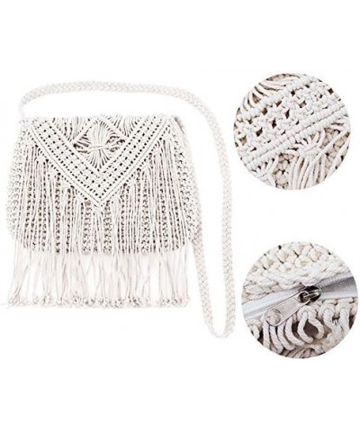 Van Caro Handwoven Cotton Straw Shoulder Bag Crochet Tassel Beach Bohemian Purse for Women 5736 Beige $11.42 Shoulder Bags