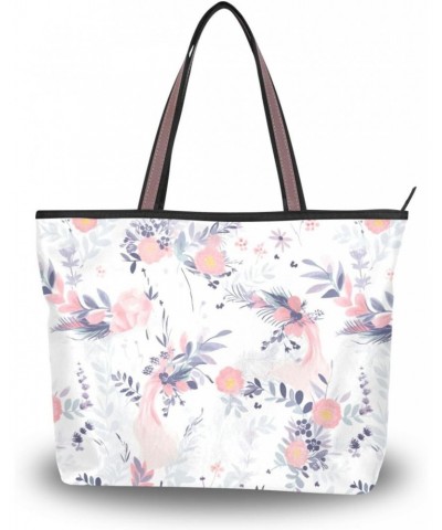 Women Tote Bags Unicorn Flowers Floral Top Handle Satchel Handbags Shoulder Bag for Shopping 20849446 $11.12 Totes