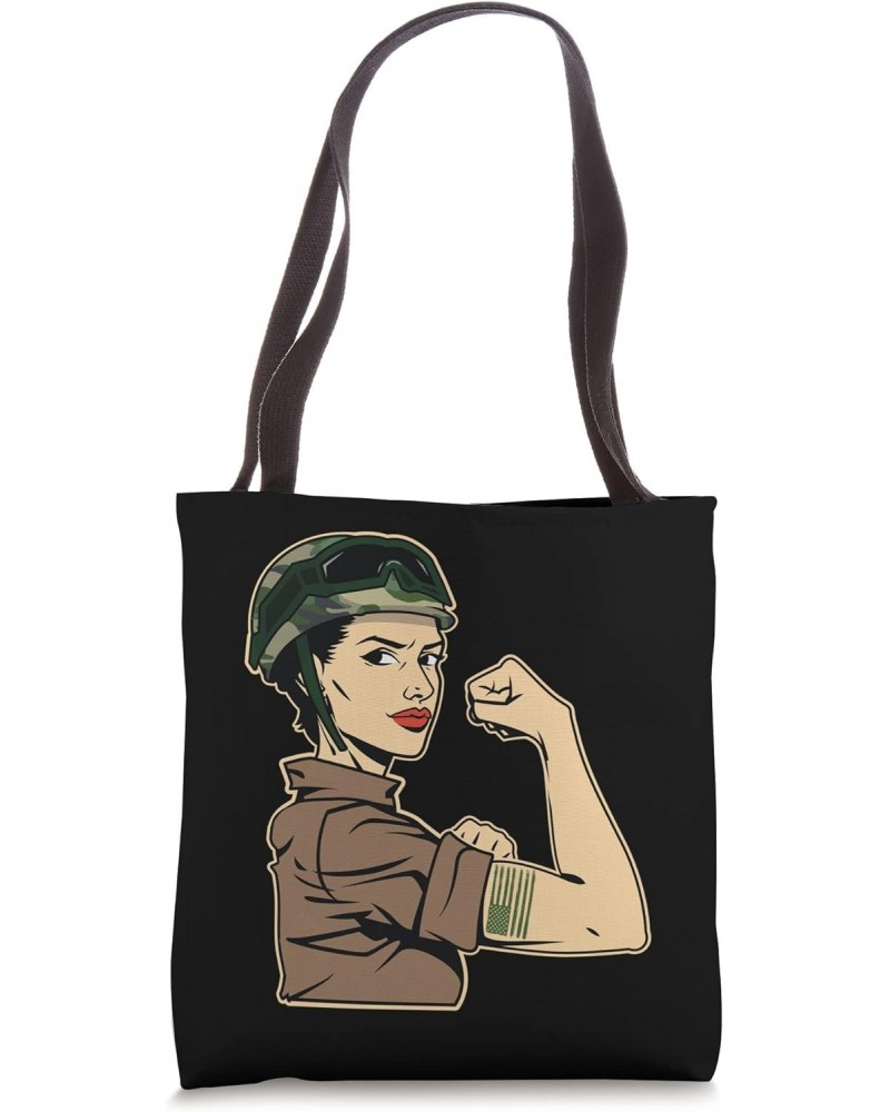 Female Veteran Soldier Rosie The Riveter Tote Bag $12.09 Totes