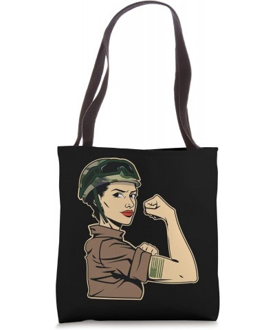 Female Veteran Soldier Rosie The Riveter Tote Bag $12.09 Totes