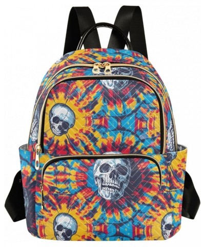 Colorful Skull Print Fashion Backpack Purse for Women, Casual Daypacks, Ladies Gift for Traveling Hiking Multicolor Medium $1...