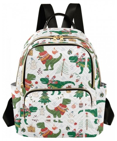 Christmas Dinosaur Rex Backpack Purse for Women Fashion Travel Bag Ladies Shoulder Bags Sports Hiking Ladies Daypack,S Small ...