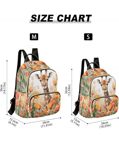 Women's Medium Fashion Backpack Giraffe in Flowers Print Ladies Travel Daypack Aesthetic Shoulder Bag 11.4×6.1×14.1 IN $16.20...