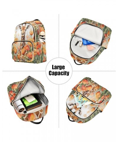 Women's Medium Fashion Backpack Giraffe in Flowers Print Ladies Travel Daypack Aesthetic Shoulder Bag 11.4×6.1×14.1 IN $16.20...