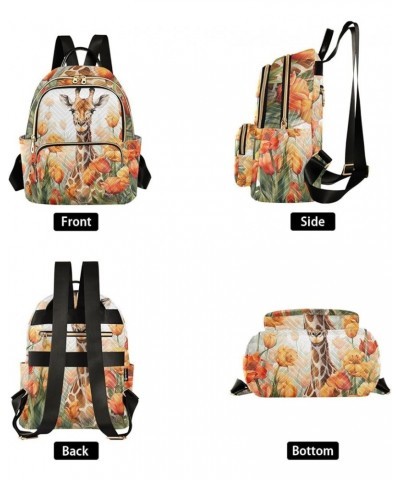 Women's Medium Fashion Backpack Giraffe in Flowers Print Ladies Travel Daypack Aesthetic Shoulder Bag 11.4×6.1×14.1 IN $16.20...