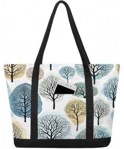 Tote Bag for Women Canvas Shoulder Bag Large Casual Handbag Lightweight Tote Bag with Zipper for Work Travel Shopping Tree $1...