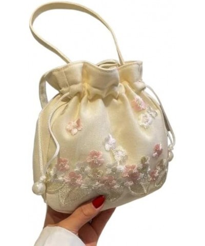 Chinese Style Flower Embroidery Crossbody Top-handle Bags Women Shoulder Lace Drawstring Bucket Bag Coin Purses Handbags Purp...