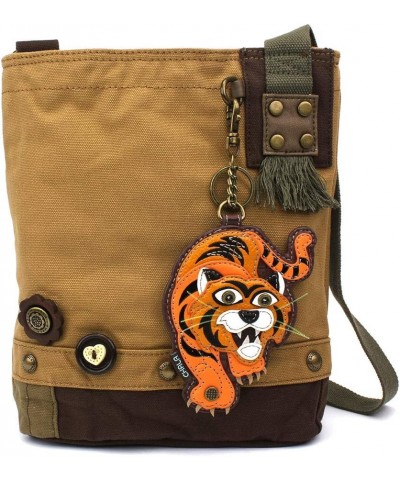 Patch Cross-Body Women Handbag Canvas Messenger Bag Tiger- Brown $26.56 Crossbody Bags