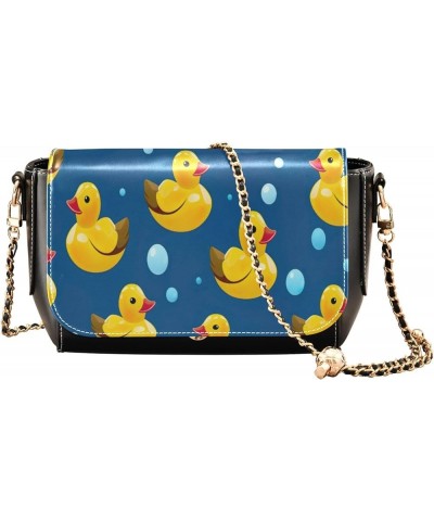 Beer Leather Crossbody Bags, Pu Leather Shoulder Bag for Women, Adjustable Purse Strap Crossbody Rubber Ducks on Blue-3 $23.6...