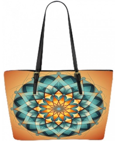 Geometric Digital Mandalas Craft Intricate Harmony Leather Tote Bag 3d $31.80 Totes