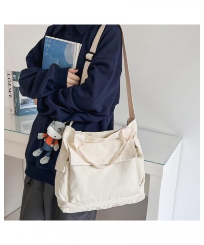 Canvas Messenger Bag With Cute Pendant Fashion Purse Crossbody Bag Shoulder Bag for School Travel Work Black $13.15 Shoulder ...