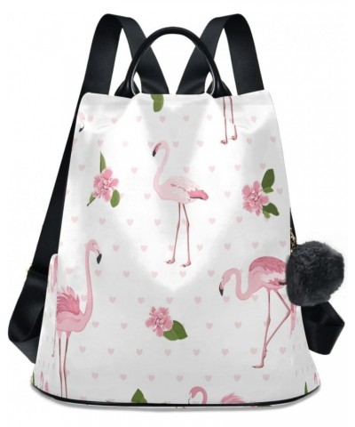 Pink Exotic Flamingo Birds Tropical Flowers Backpack Purse for Women Fashion Bag Anti-Theft Travel Back Pack Rucksack Shoulde...