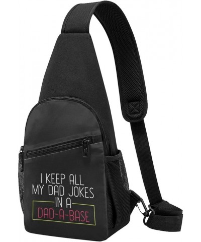 I Keep All My Dad Jokes in A My Dad-a-Base Crossbody Bags Adjustable Leisure Travel Crossbody Shoulder Bag Unisex One Size Bl...