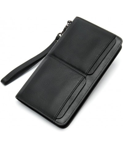 Men's Wallet Men's Long Money Clip Large Capacity Card Case Multi-card Leather Clutch Bag (Color : Black, Size : 12x2.5x21.5c...