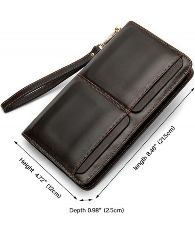 Men's Wallet Men's Long Money Clip Large Capacity Card Case Multi-card Leather Clutch Bag (Color : Black, Size : 12x2.5x21.5c...