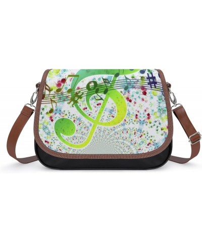 Coloful Treble Music Notes Women's Crossbody Bag PU Messenger Bag Shoulder Handbag Pocket Purse for Travel Office $22.95 Shou...