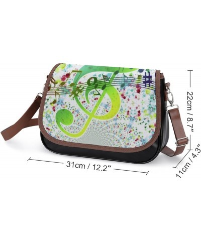 Coloful Treble Music Notes Women's Crossbody Bag PU Messenger Bag Shoulder Handbag Pocket Purse for Travel Office $22.95 Shou...