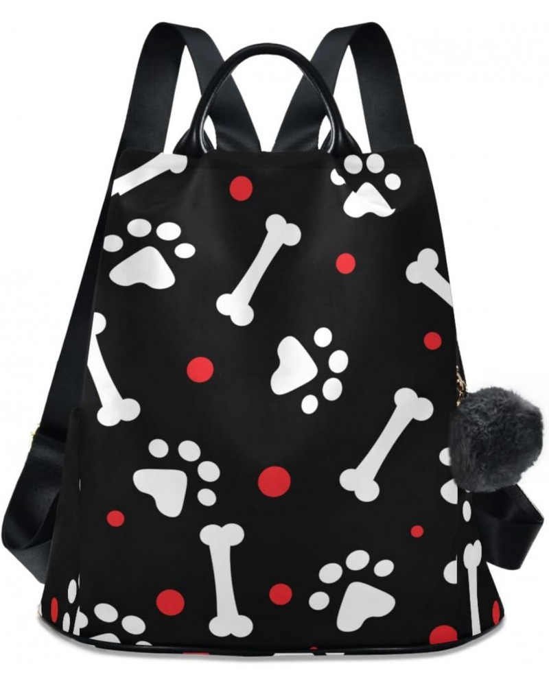 Cute Dog Paw Polka Dot Backpack Purse for Women Travel Casual Daypack College Bookbag Work Business Ladies Shoulder Bag $21.0...