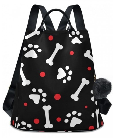 Cute Dog Paw Polka Dot Backpack Purse for Women Travel Casual Daypack College Bookbag Work Business Ladies Shoulder Bag $21.0...