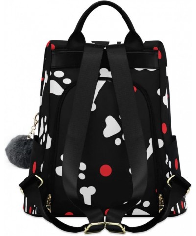 Cute Dog Paw Polka Dot Backpack Purse for Women Travel Casual Daypack College Bookbag Work Business Ladies Shoulder Bag $21.0...