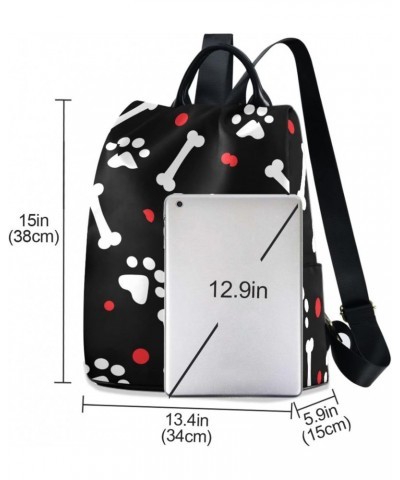 Cute Dog Paw Polka Dot Backpack Purse for Women Travel Casual Daypack College Bookbag Work Business Ladies Shoulder Bag $21.0...