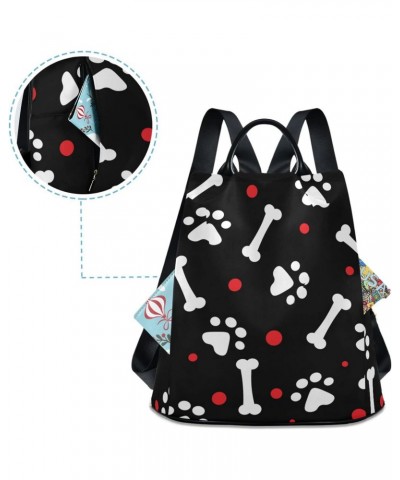 Cute Dog Paw Polka Dot Backpack Purse for Women Travel Casual Daypack College Bookbag Work Business Ladies Shoulder Bag $21.0...