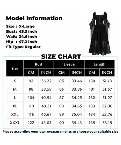 Womens Renaissance Cosplay Costume Medieval Irish Over Dress Fairy Costume Boho Set Gothic High Waist Gown Dress 6-white $10....