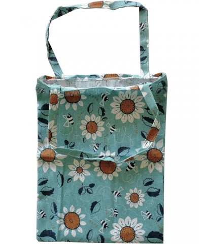 Sunflower Pattern Tote Shoulder Bag Blue (Single Layer) $9.53 Totes