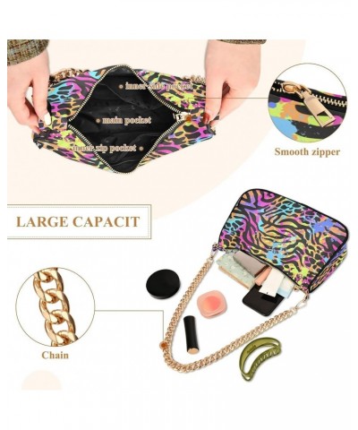 Leopard Shoulder Bag for Women Small Purse Chain Clutch Mini Purse with Chain Strap for Girl 11 $15.29 Satchels