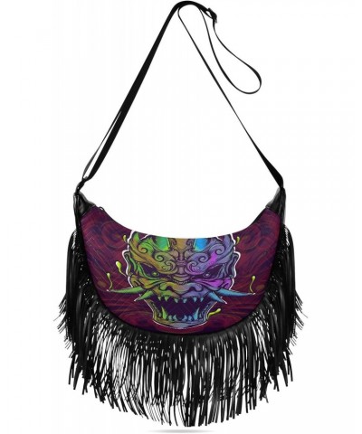 Women's Fringe Crossbody Tassel Purse Scary Lion Skull Hobo Shoulder Bags Crossbody Handbag with Adjustable Shoulder Straps $...