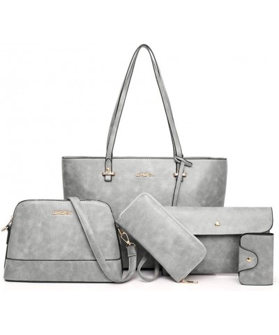 Handbag Set for Women 5 Pack Tote Purse Handbags Set PU Leather Satchel Bag Gray $44.91 Totes