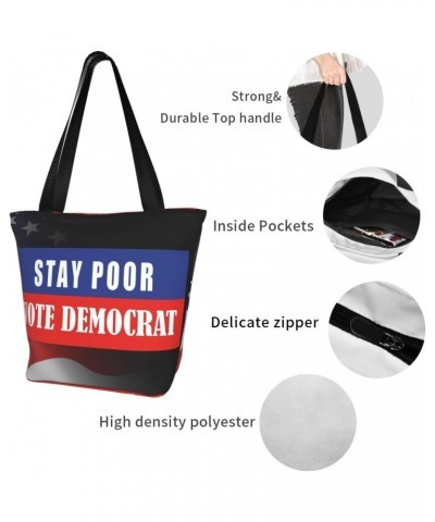 Stay Poor Vote Democrat Fashion Shoulder Bag Large Capacity For Man Or Woman $21.32 Totes