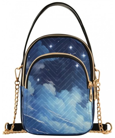 Starry Sky Cloud Crossbody Handbags for Women Casual Leather Shoulder Phone Purse $15.07 Crossbody Bags