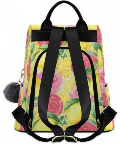 Lemons Roses Backpack Purse for Women Travel Casual Daypack College Bookbag Work Business Ladies Shoulder Bag $24.50 Backpacks