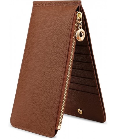 Wallet Women RFID Blocking Leather Slim Multi Card Holder Organizer with Zipper Pocket Bifold Brown $17.27 Wallets