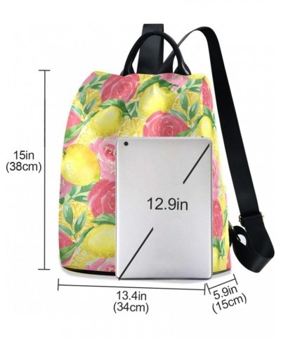 Lemons Roses Backpack Purse for Women Travel Casual Daypack College Bookbag Work Business Ladies Shoulder Bag $24.50 Backpacks