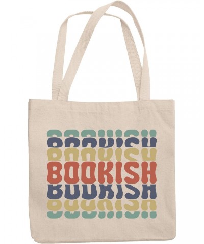 Bookish, Book Lover or Reading Enthusiast Themed, Groovy Retro Wavy Text Merch Gift, 12oz Canvas Tote Bag $14.30 Totes