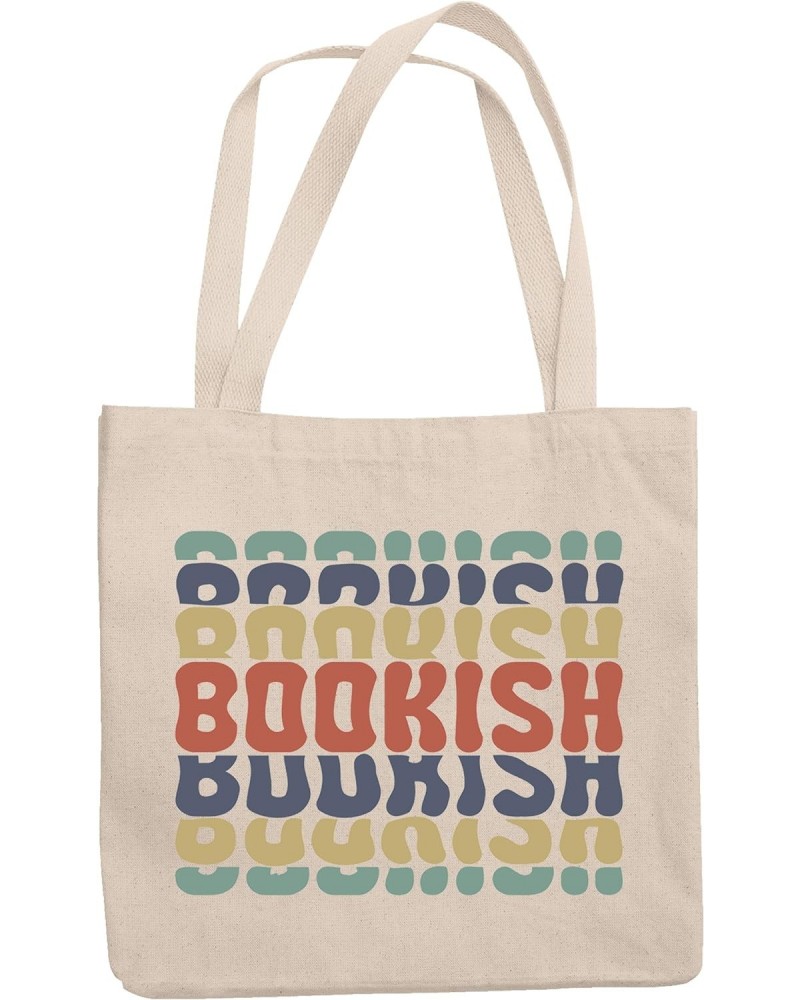 Bookish, Book Lover or Reading Enthusiast Themed, Groovy Retro Wavy Text Merch Gift, 12oz Canvas Tote Bag $14.30 Totes