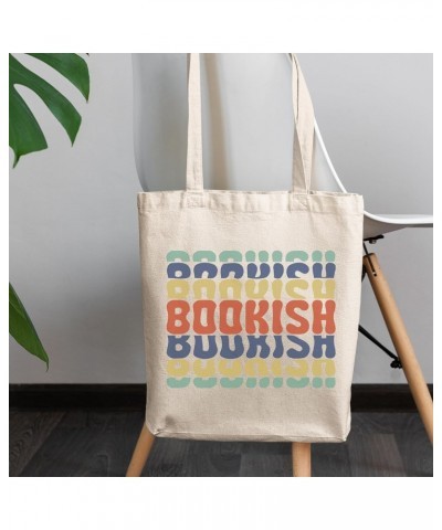 Bookish, Book Lover or Reading Enthusiast Themed, Groovy Retro Wavy Text Merch Gift, 12oz Canvas Tote Bag $14.30 Totes