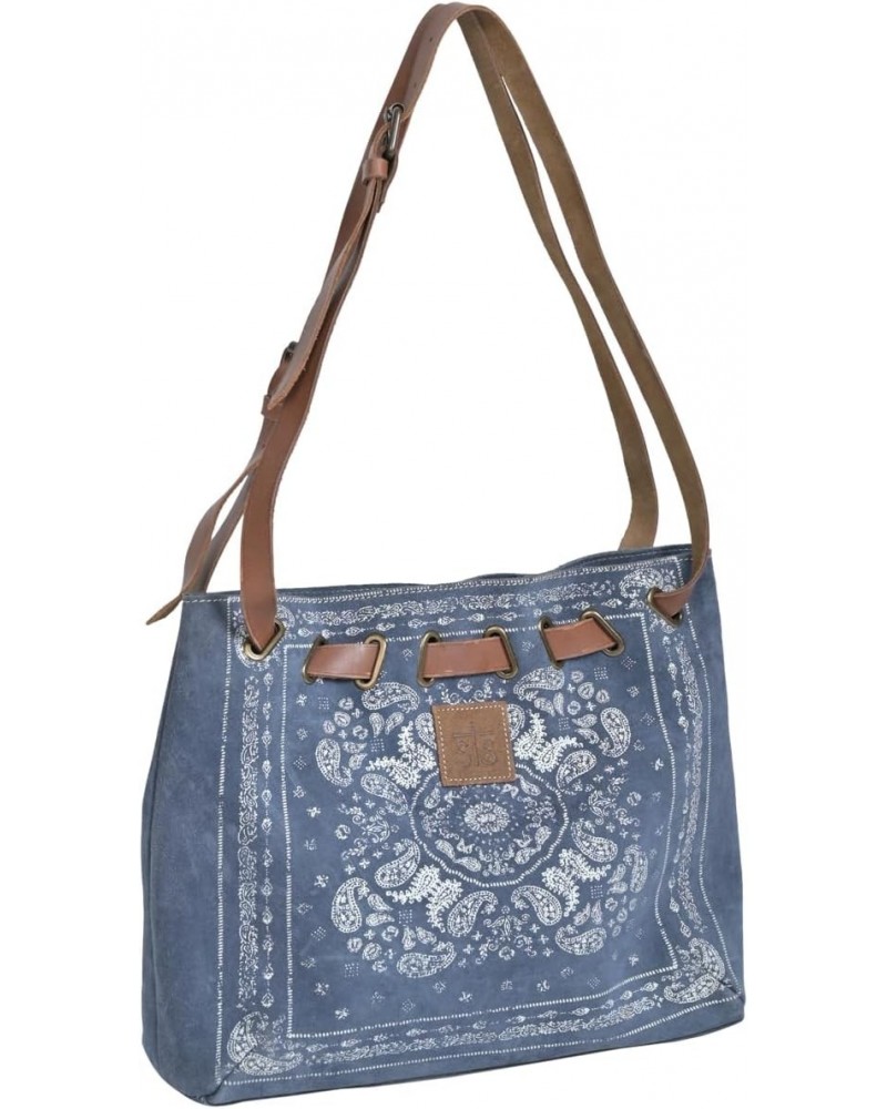 Womens Bandana Sierra Light Blue/Tan Leather Handbag Bag $59.86 Handbags