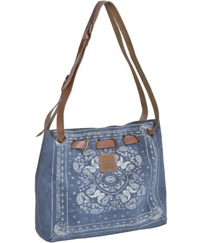 Womens Bandana Sierra Light Blue/Tan Leather Handbag Bag $59.86 Handbags